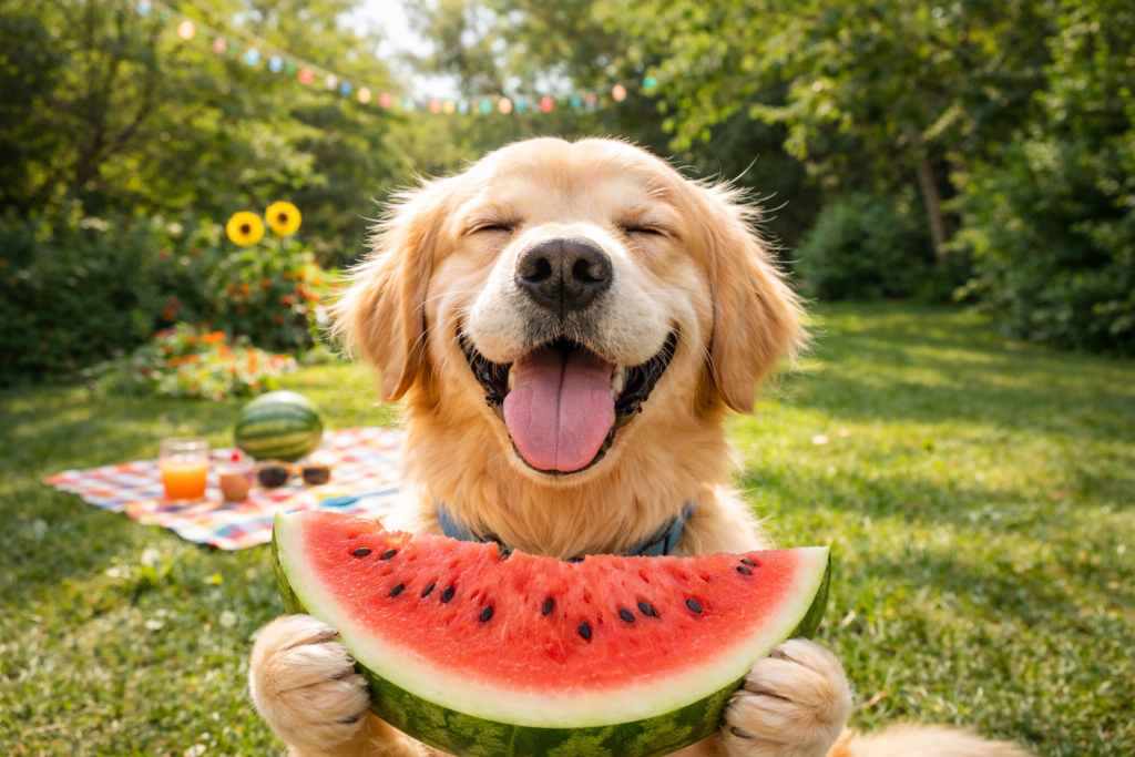 dogs eat watermelon