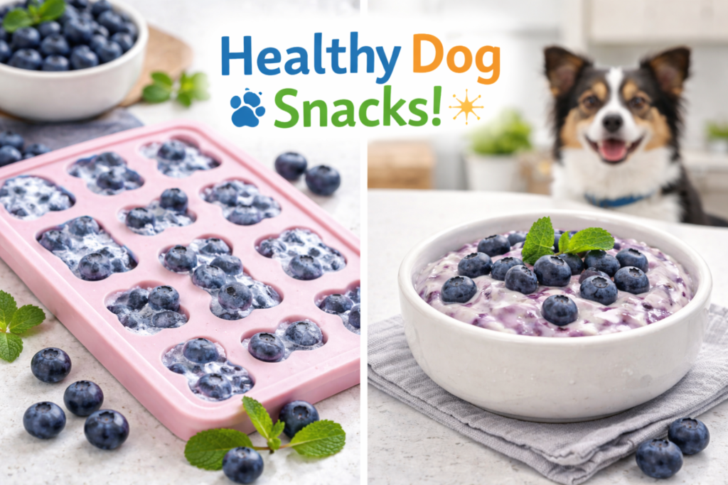 Frozen blueberry treats for dogs