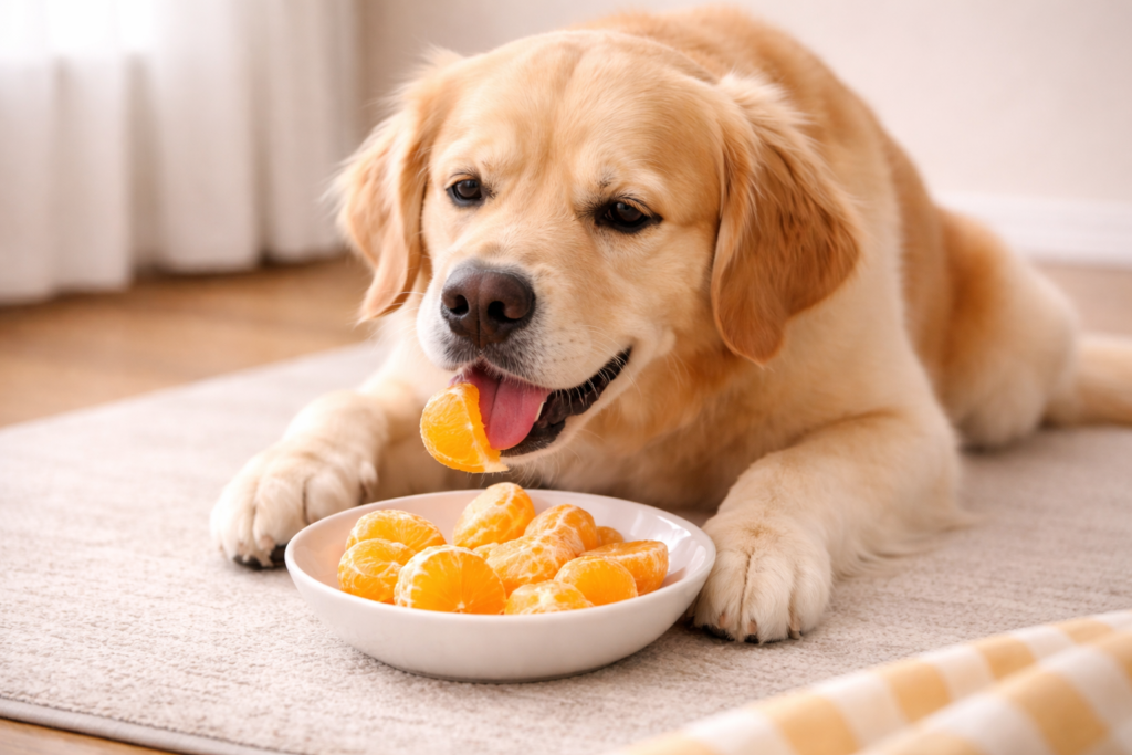 Orange seeds being removed to safely feed dogs