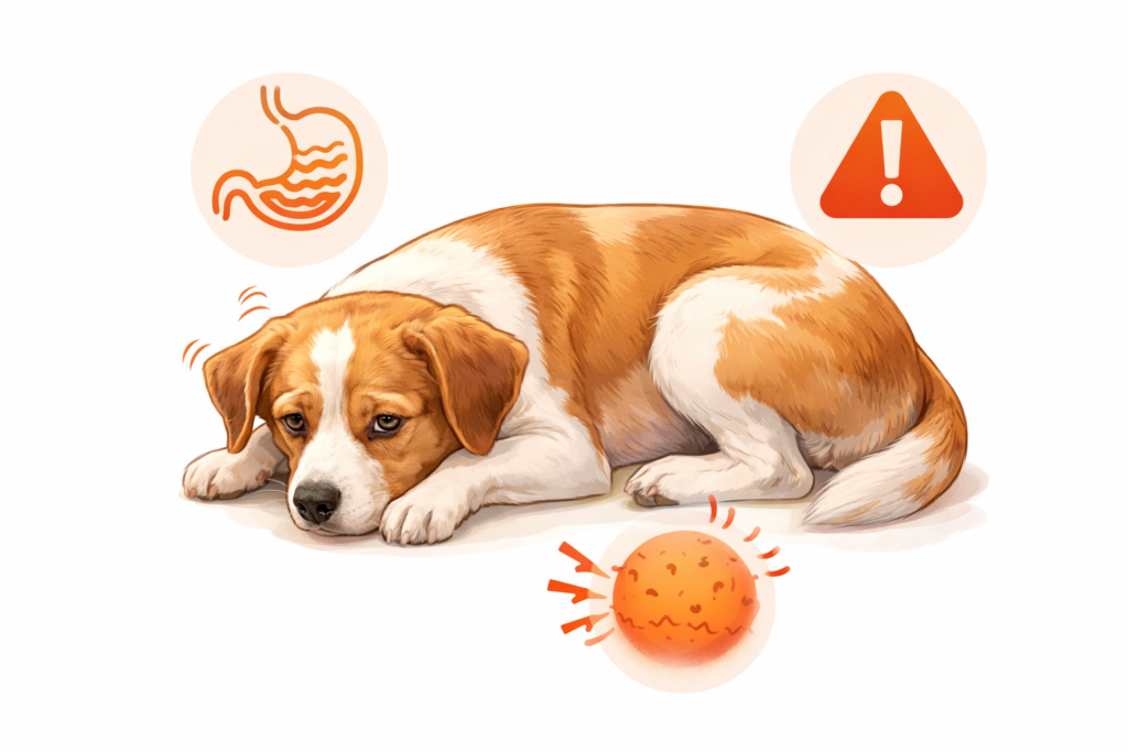 signs dog ate too much mango vomiting diarrhea bloating symptoms