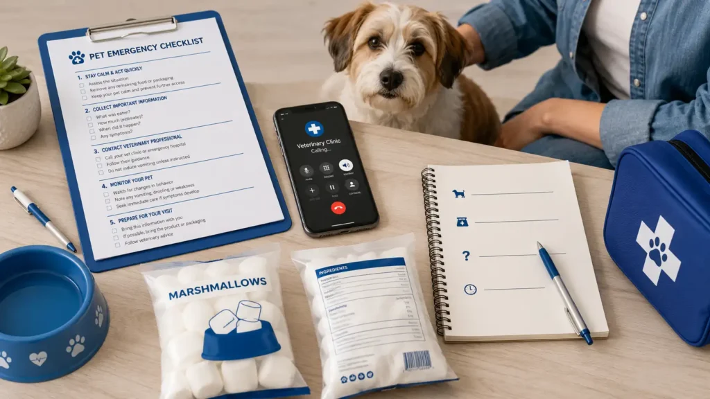 Information to gather after a dog eats marshmallows