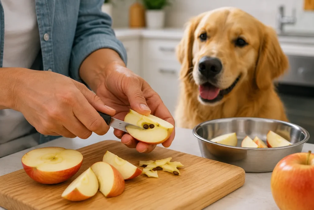 Preparing apple slices safely for dogs