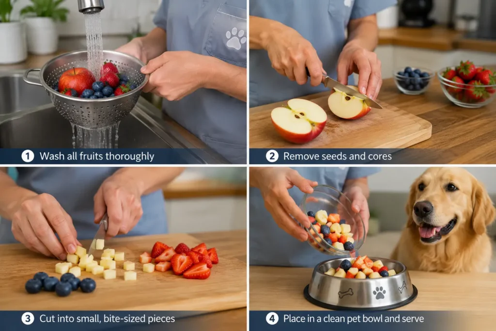Preparing fruits safely before feeding dogs