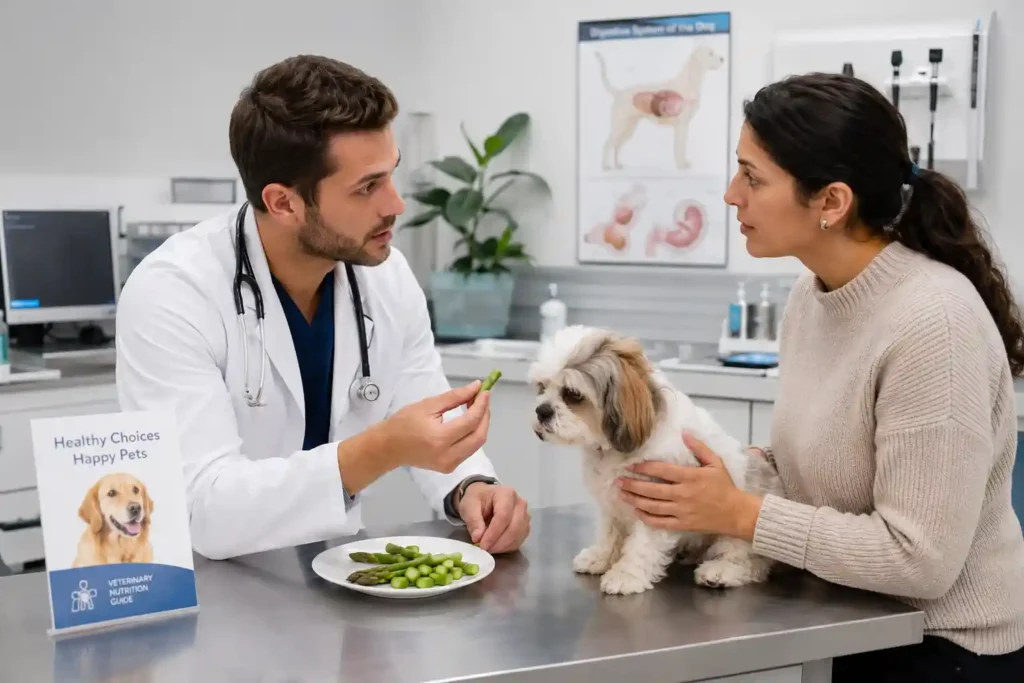 Veterinarian explaining asparagus safety for dogs